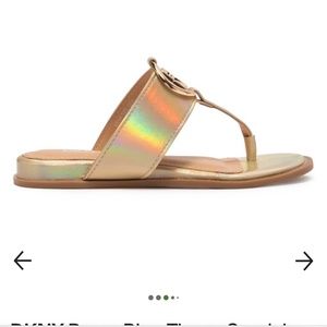 NIB DKNY Roary Ring Holographic Gold Sandals Size 4/Womens 5